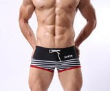 Butter-Fly Flowers Men's Summer Sports Swimming Trunks Striped Fashion Sports Boxer Underwear (Black White Size XL)